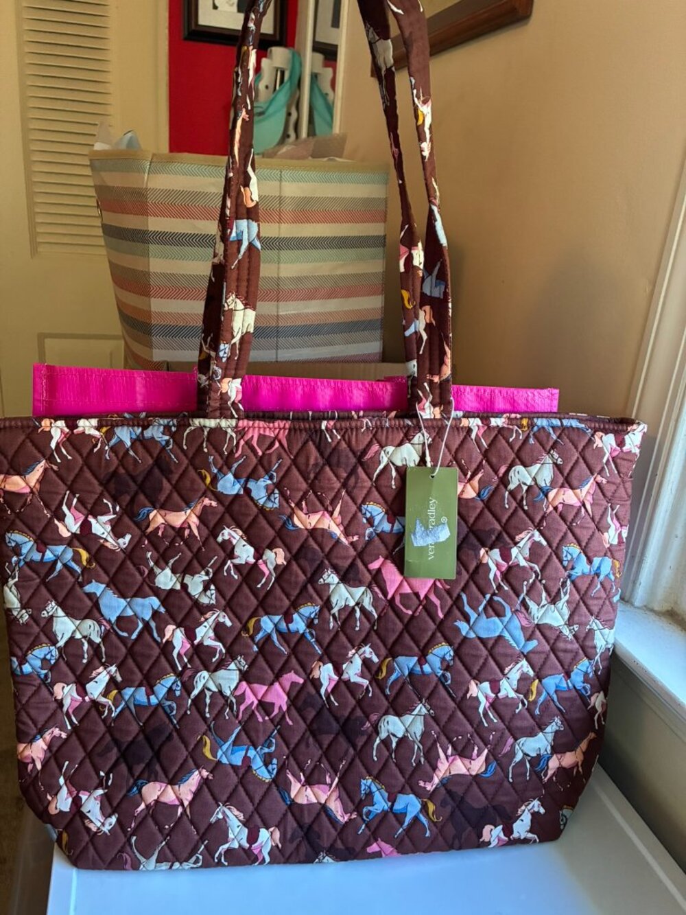 Vera Bradley Galloping Horses East West Tote Bag - Brown